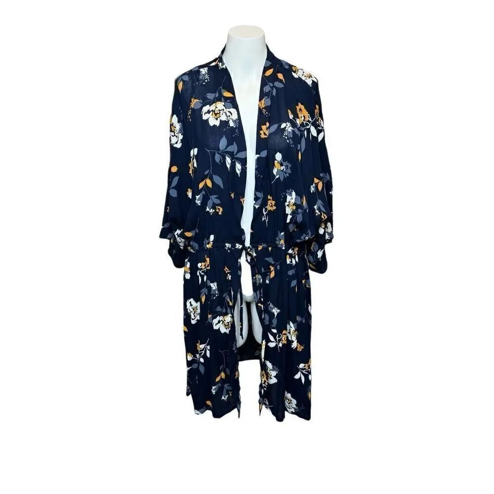 Maurices navy blue floral cover up/kimono size 0/1X